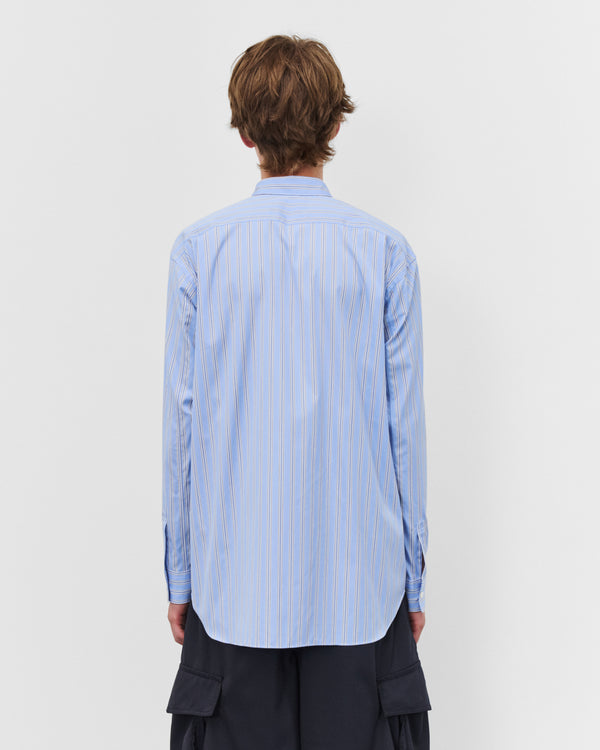 CDG Shirt - Men's Graphic Panel Shirt - (Blue Stripe/White)