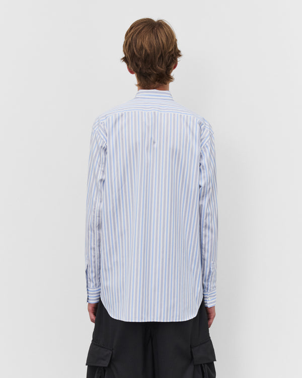 CDG Shirt - Men's Graphic Patchwork Shirt - (Blue/White Stripe)
