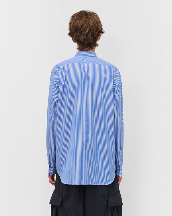 CDG Shirt - Men's Circle Pattern Stripe Shirt - (Blue Stripe)