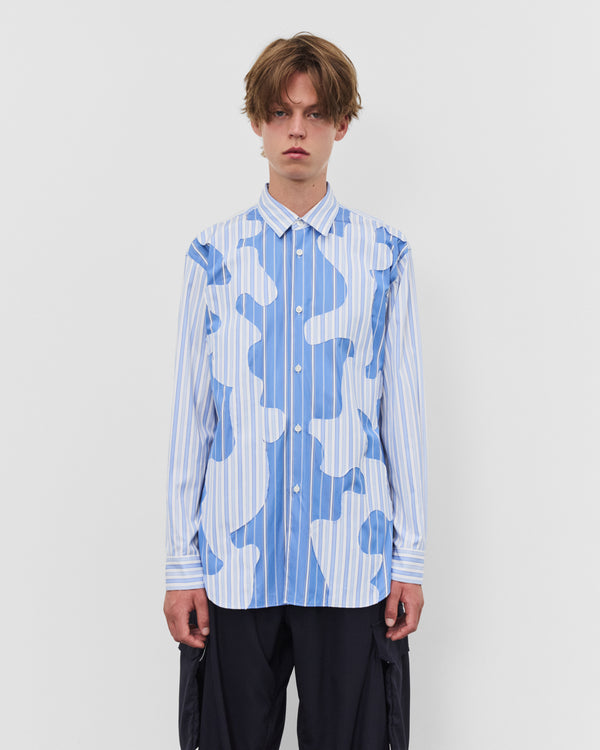 CDG Shirt - Men's Striped Pattern Shirt - (Blue Stripe)
