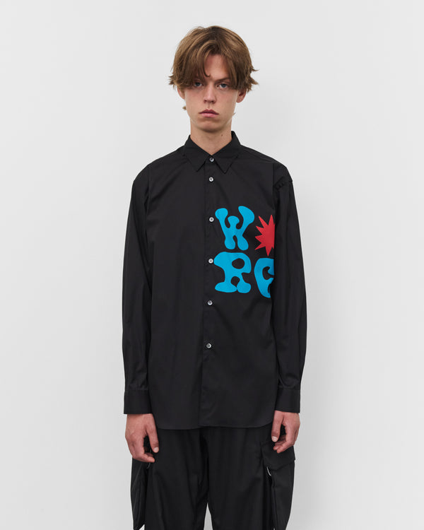 CDG Shirt - Men's Poplin Print Shirt - (Black)