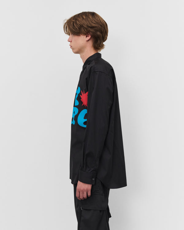 CDG Shirt - Men's Poplin Print Shirt - (Black)