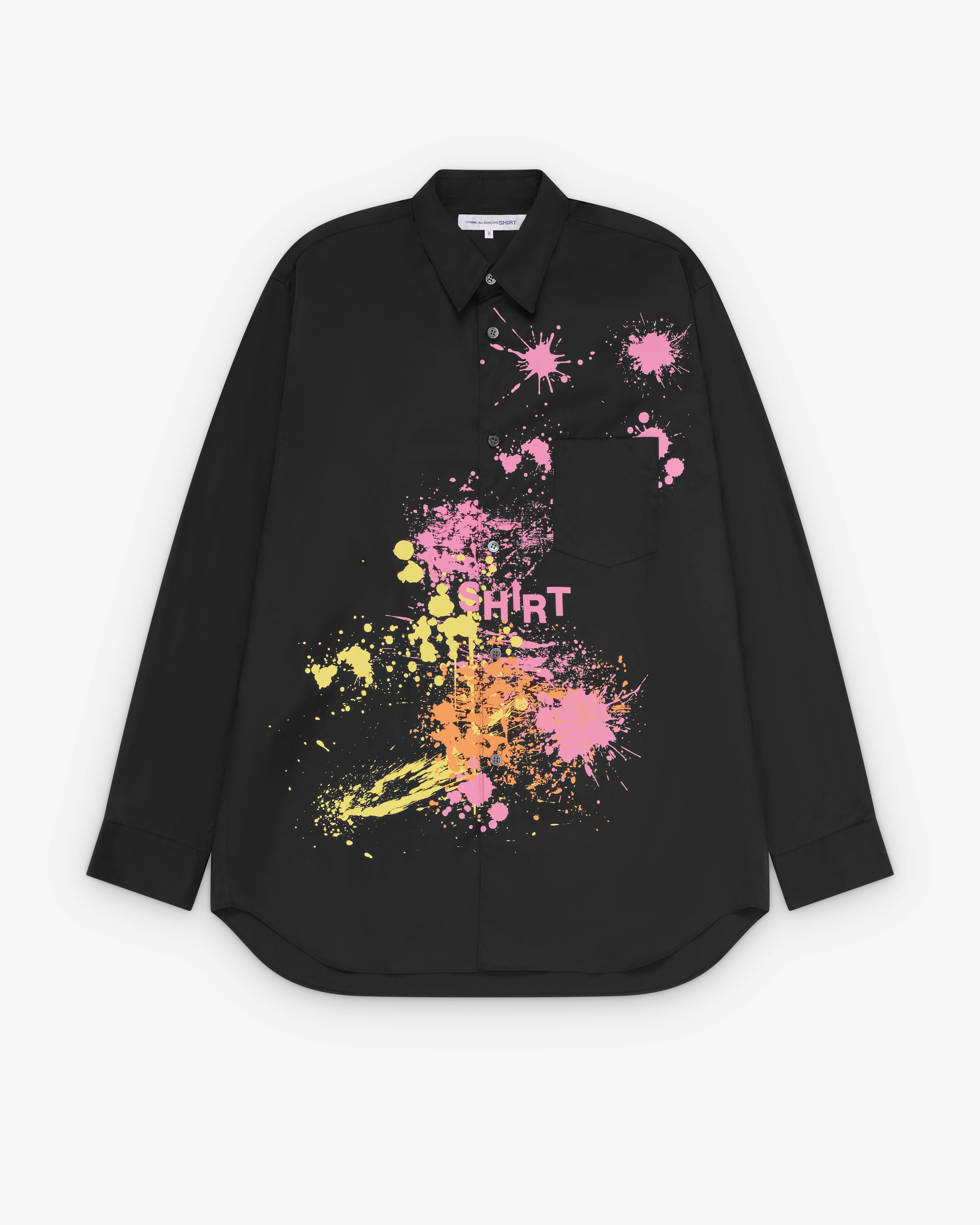 CDG Shirt: Men's Paint Splatter Shirt (Black) | Dover Street