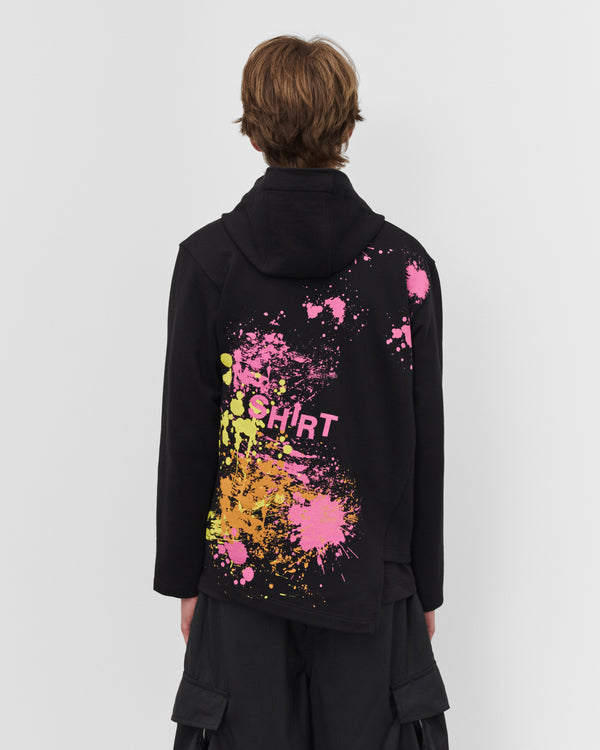 CDG Shirt - Men's Graphic Paint Splatter Zip Hoodie - (Black)
