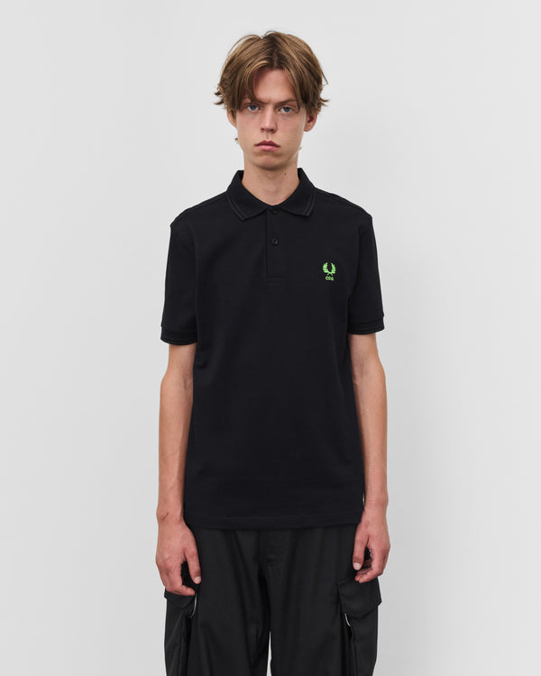 CDG Shirt - Men's Fred Perry Logo Polo Shirt - (Black/Green)