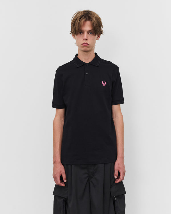 CDG Shirt - Men's Fred Perry Logo Polo Shirt - (Black/Pink)