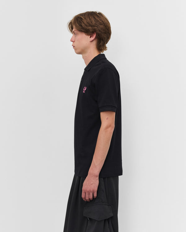 CDG Shirt - Men's Fred Perry Logo Polo Shirt - (Black/Pink)