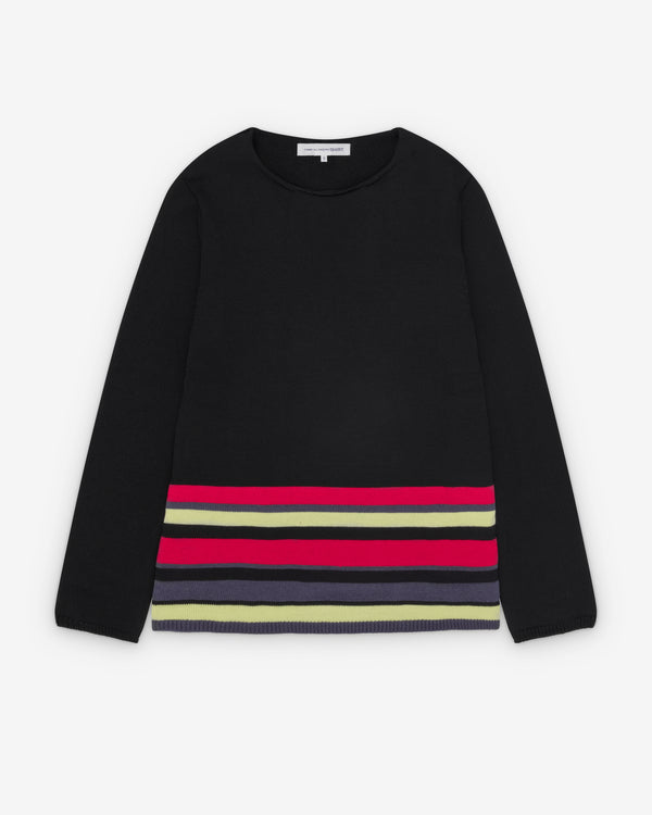 CDG Shirt - Men's Stripe Knit Sweater - (Black/Red)
