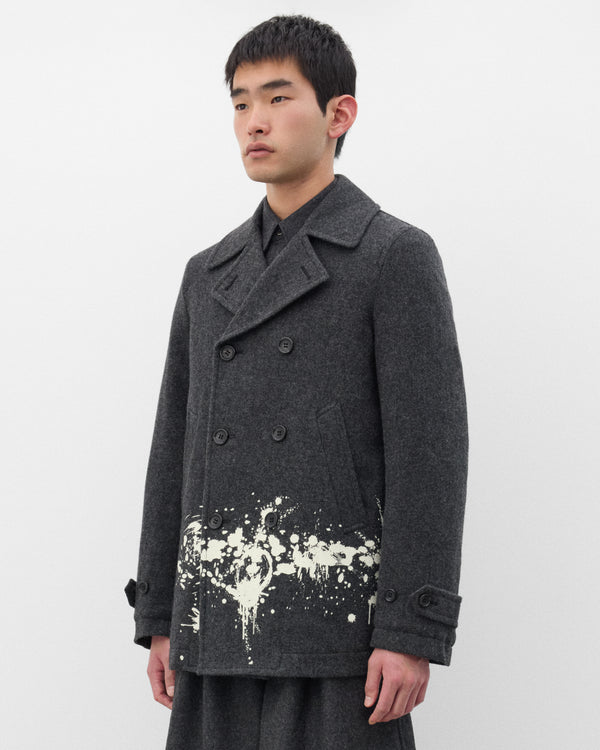 CDG Shirt - Men's Double Breasted Paint Splatter Coat - (Grey)