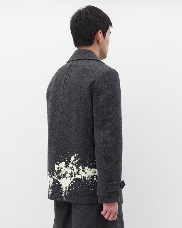 CDG Shirt - Men's Double Breasted Paint Splatter Coat - (Grey)
