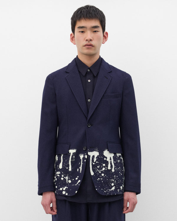 CDG Shirt - Men's Paint Splatter Wool Blazer - (Navy)