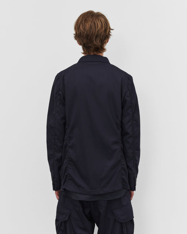 CDG Shirt - Men's Single Breasted Herringbone Blazer - (Navy/Black)