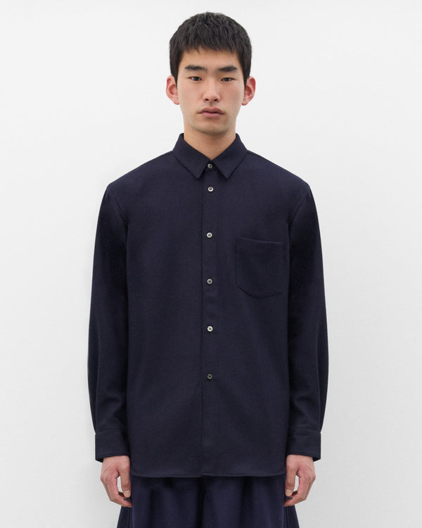 CDG Shirt - Men's Wool Flannel Shirt - (Navy)