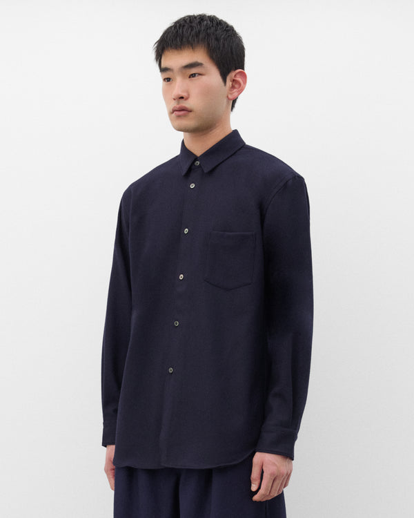 CDG Shirt - Men's Wool Flannel Shirt - (Navy)