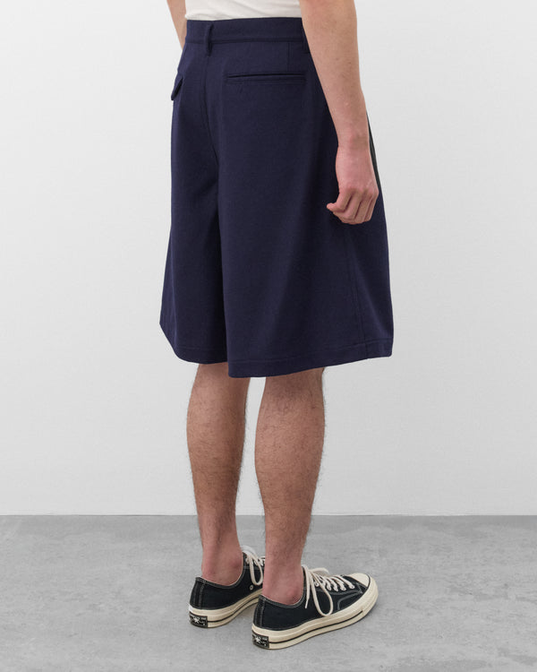 CDG Shirt - Men's Wool Pleated Shorts - (Navy)