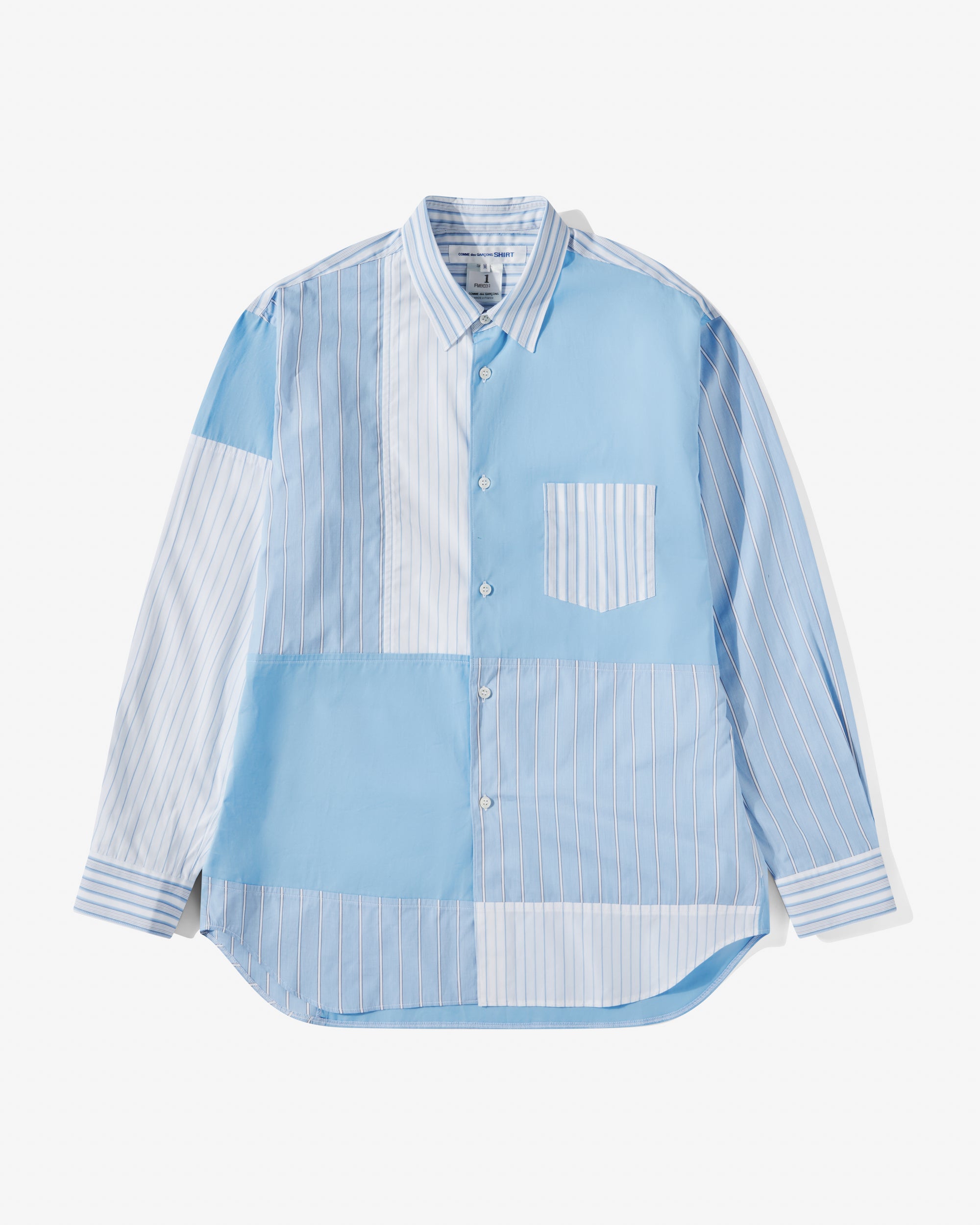 CDG Shirt - Men's Cotton Stripe Poplin Shirt - (Blue) view 1