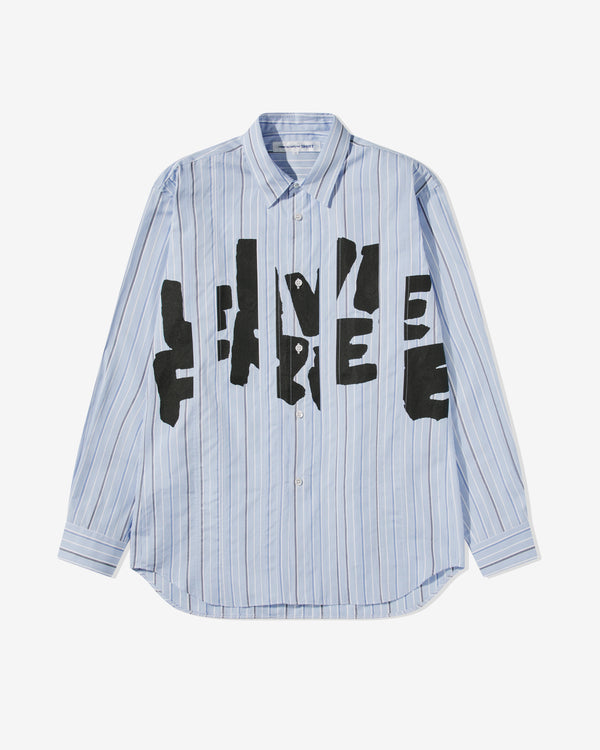 CDG Shirt - Men's Live Free Printed Shirt - (Blue Stripe)