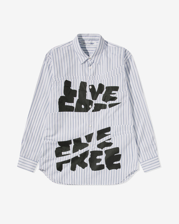 CDG Shirt - Men's Live Free Curved Printed Shirt - (Stripe)