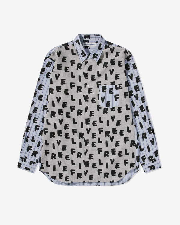 CDG Shirt - Men's Live Free Contrast Shirt - (Grey/Stripe)