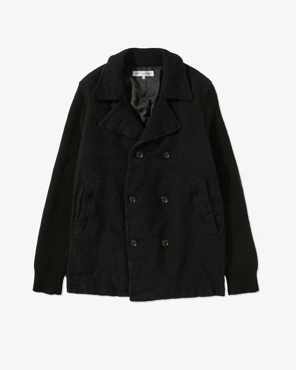 CDG Shirt - Men's Wool Nylon Double Breasted Coat - (Navy)