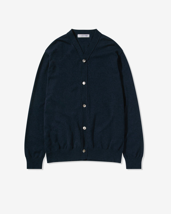 CDG Shirt - Men's V-Neck Cardigan - (Navy)