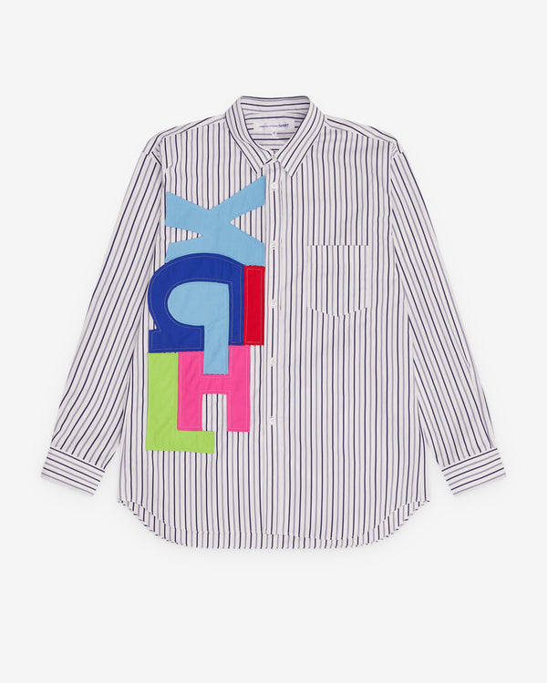 CDG Shirt - Men’s Striped Letter Shirt - (Pinstripe)