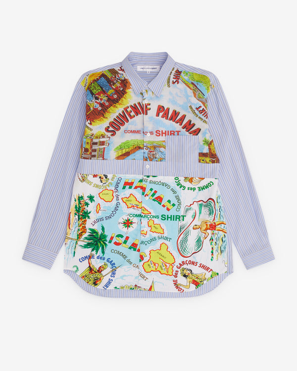 CDG Shirt - Men’s Striped Souvenir Shirt - (Blue)