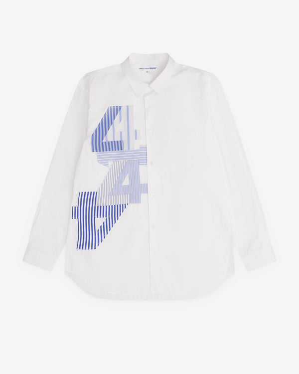 CDG Shirt - Men’s Striped Number Shirt - (White)