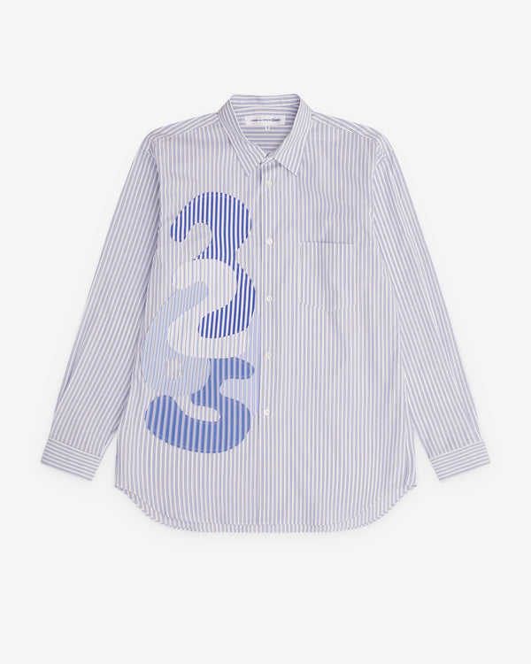 CDG Shirt - Men’s Striped Number Shirt - (Blue)