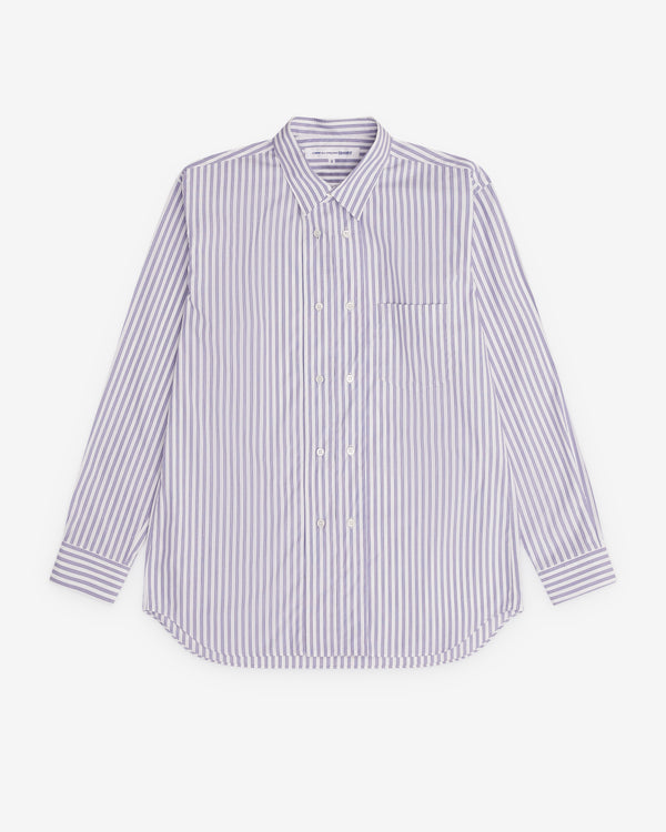CDG Shirt - Men’s Double Breasted Striped Shirt - (Blue)