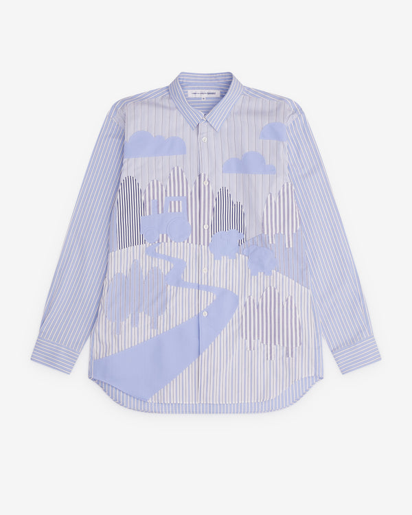 CDG Shirt - Men’s Striped Landscape Shirt - (Blue)