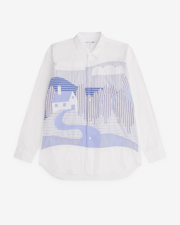 CDG Shirt - Men’s Stripe Landscape Shirt - (Stipe/White)