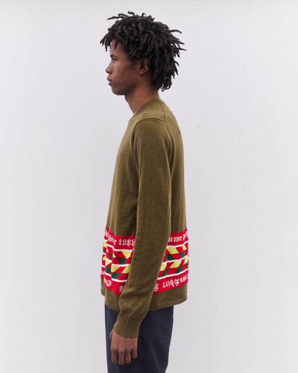 CDG Shirt - Men’s Football Scarf Knitted Sweater - (Khaki)