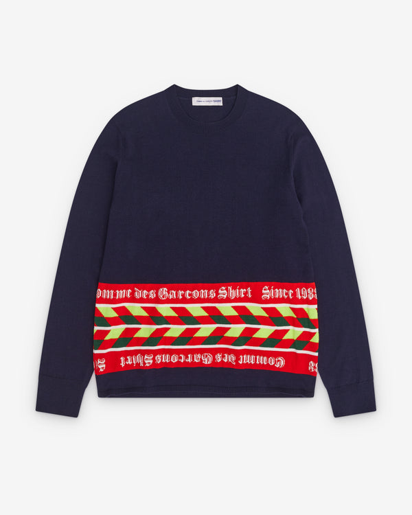 CDG Shirt - Men’s Football Scarf Knitted Sweater - (Navy)