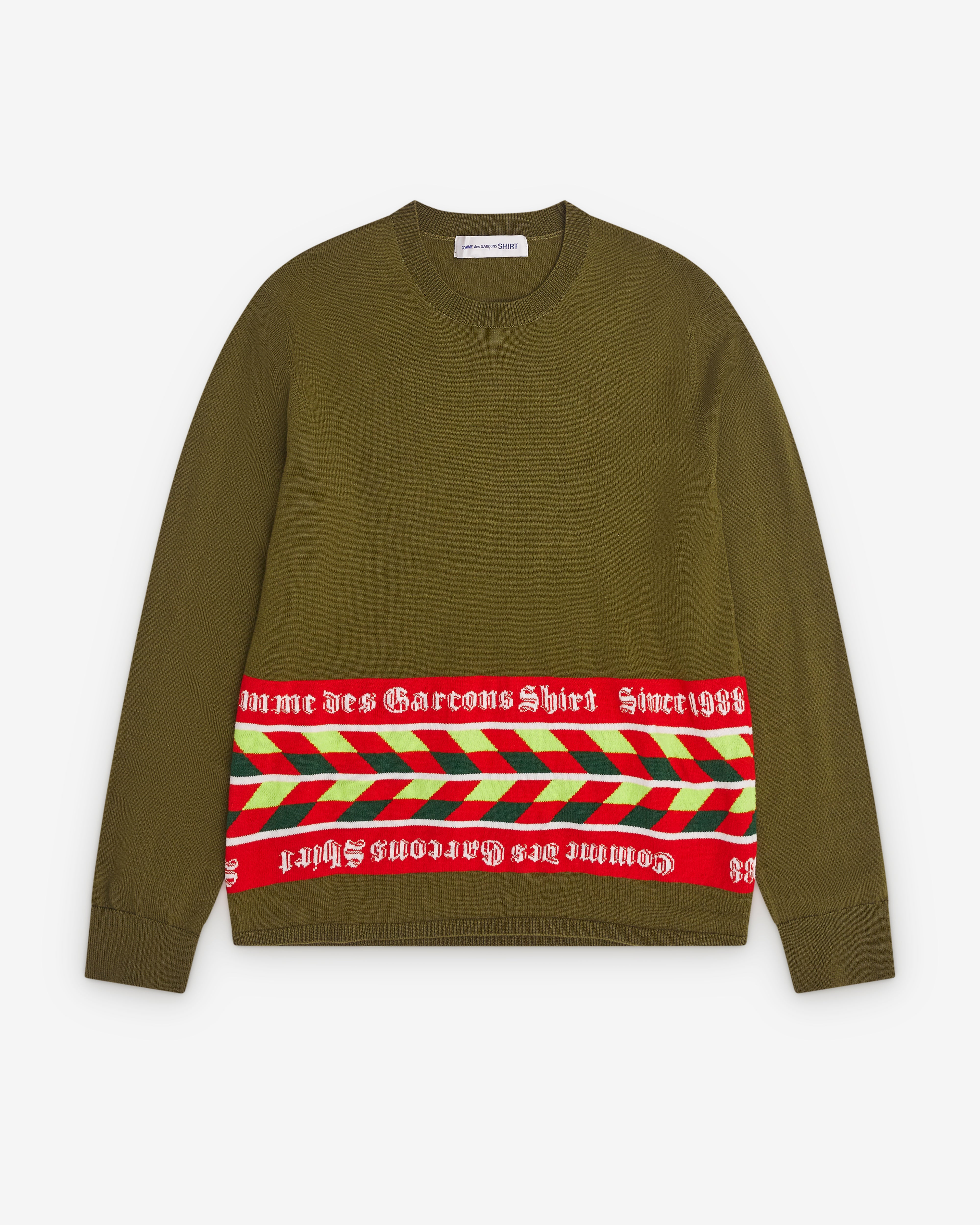 CDG Shirt: Men's Football Scarf Knitted Sweater (Khaki) | Dover