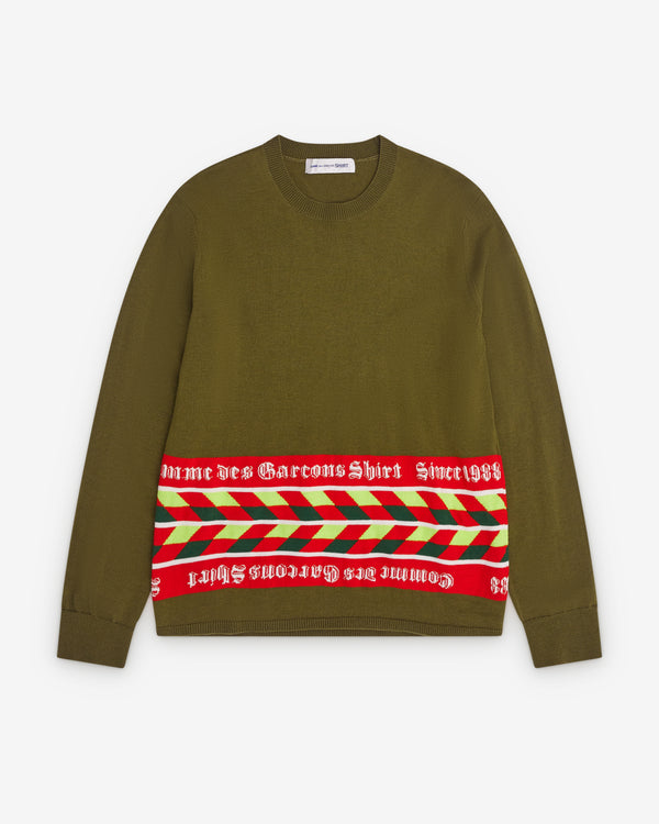 CDG Shirt - Men’s Football Scarf Knitted Sweater - (Khaki)