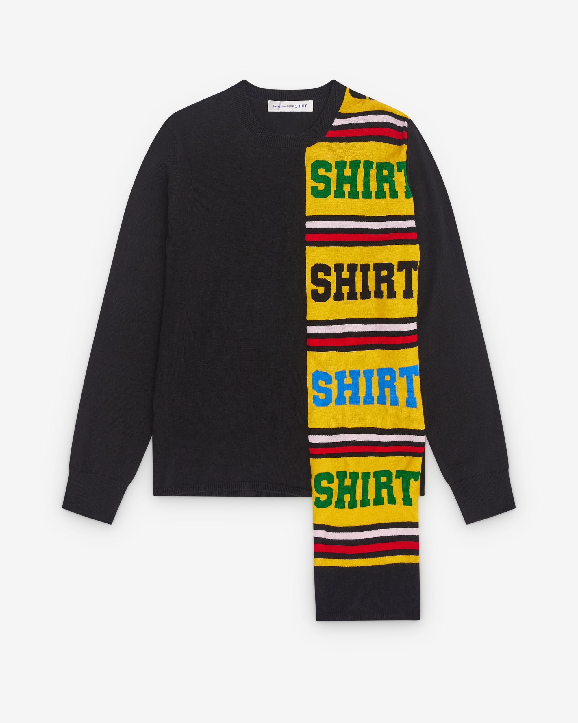 CDG Shirt: Men's Football Scarf Knitted Sweater (Black/Yellow