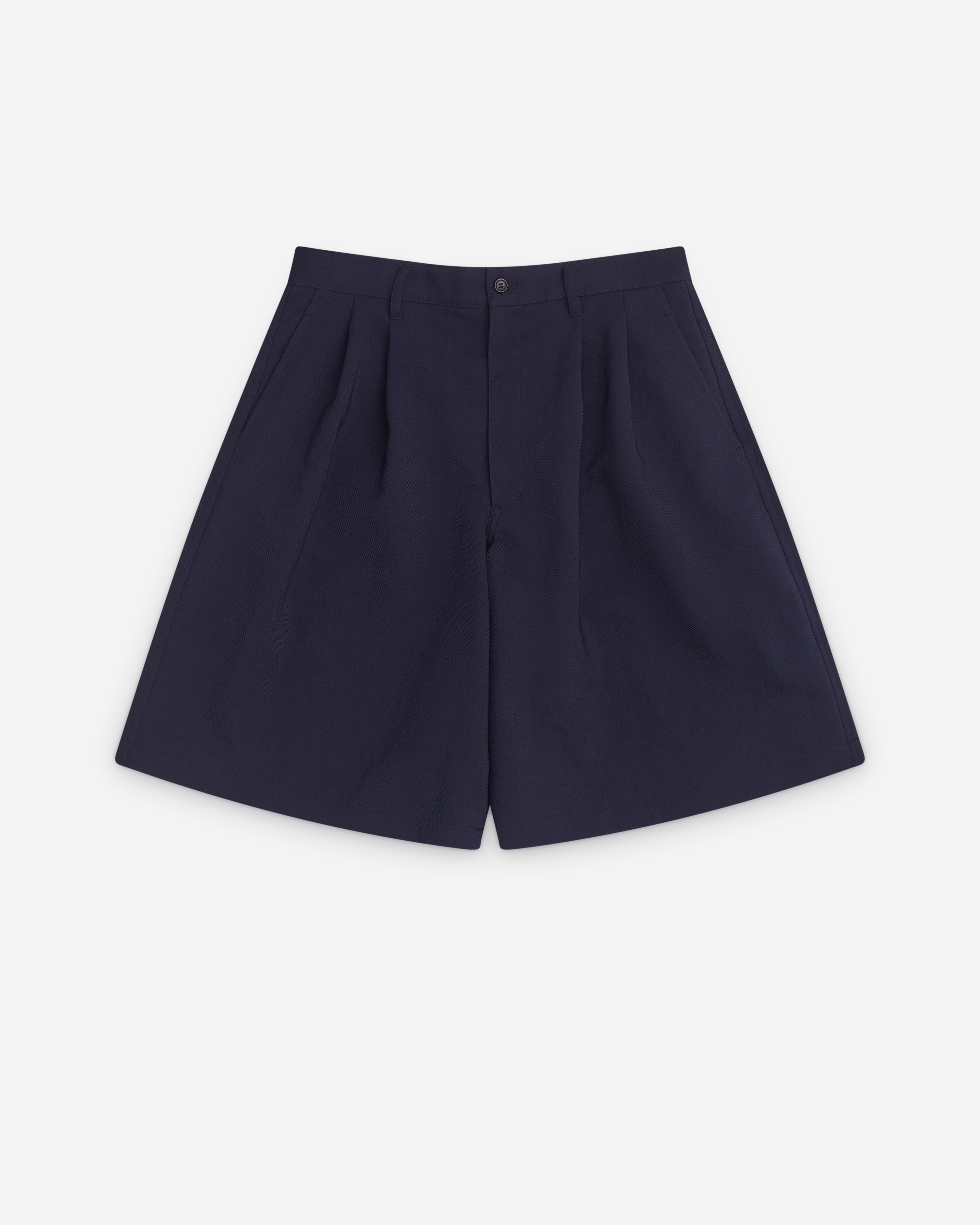 CDG Shirt: Men's Pleated Shorts (Navy) | Dover Street Market London