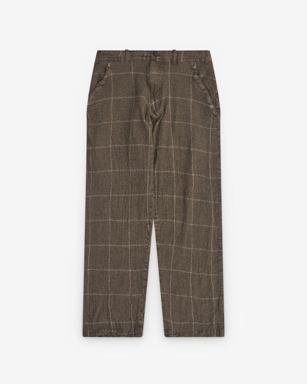 CDG Shirt - Men’s Window Pane Check Trousers - (Brown)
