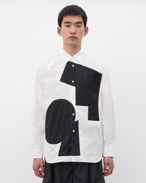 CDG Shirt - Men's Graphic Panel Shirt - (White/Black)