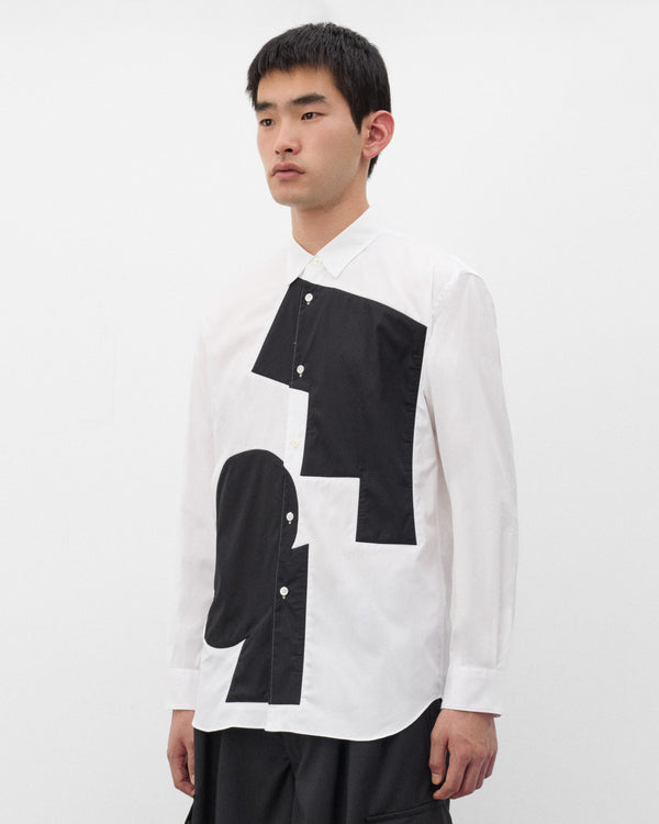 CDG Shirt - Men's Graphic Panel Shirt - (White/Black)