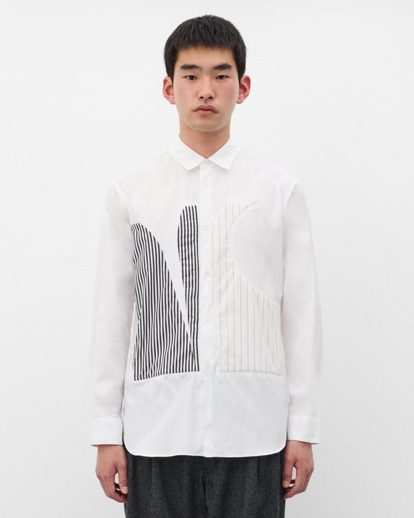 CDG Shirt - Men's Graphic Panel Shirt - (White/Stripe)