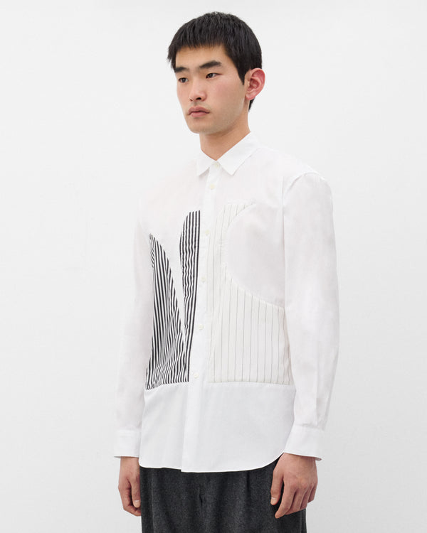 CDG Shirt - Men's Graphic Panel Shirt - (White/Stripe)