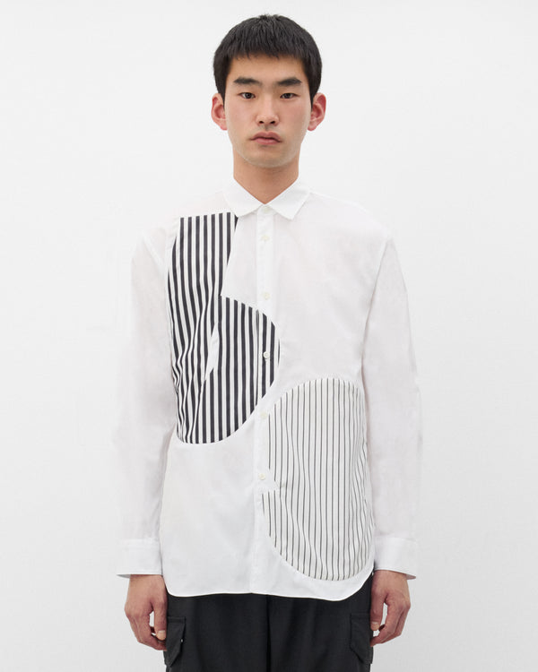 CDG Shirt - Men's Graphic Panel Shirt - (White/Stripe)