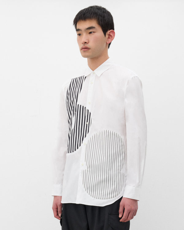 CDG Shirt - Men's Graphic Panel Shirt - (White/Stripe)