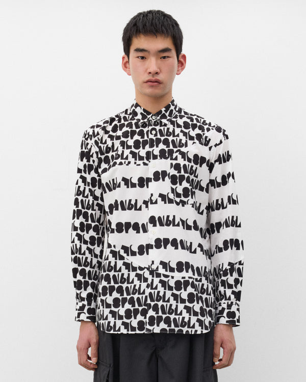 CDG Shirt - Men's Panelled Slogan Shirt - (White/Black)