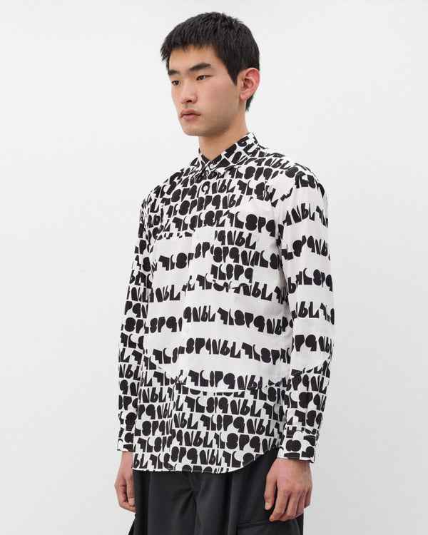 CDG Shirt - Men's Panelled Slogan Shirt - (White/Black)