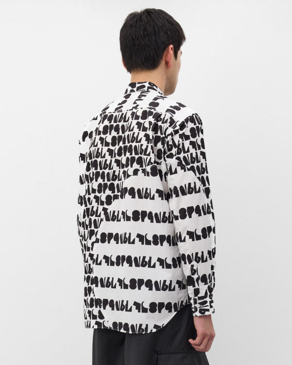 CDG Shirt - Men's Panelled Slogan Shirt - (White/Black)