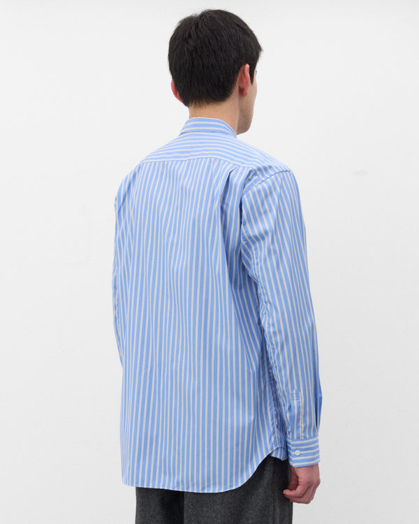 CDG Shirt - Men's Panelled Zip Shirt - (Blue Stripe)