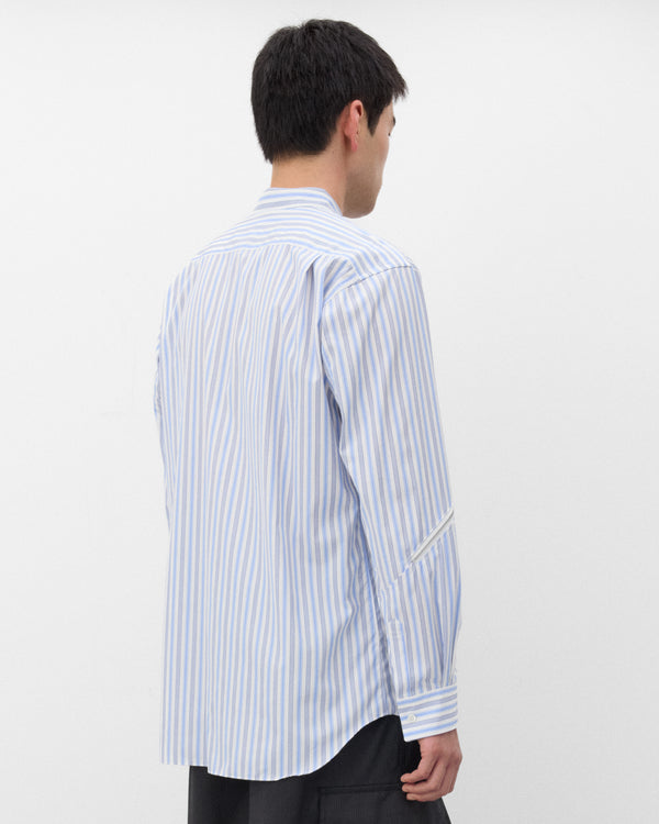 CDG Shirt - Men's Panelled Zip Shirt - (Blue Stripe)